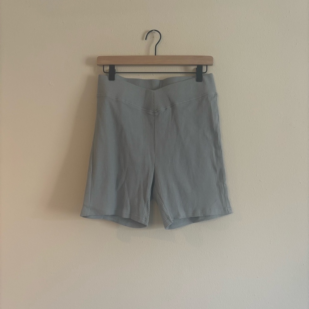 Kittenish Light Blue Women's Biker Ribbed Shorts-NWWT